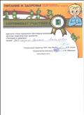 Сертификат  проект "Питание и здоровье"